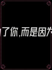 不是为了你,而是因为你
