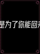 不是为了你能回来